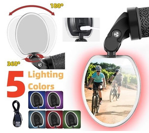 Mirror ProX Vision MR-54 in handlebar oval adjustable with LED light USB