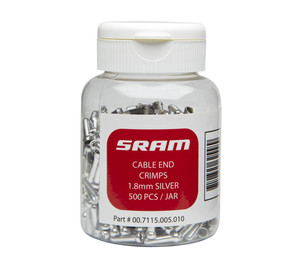 Brake Cable End Crimps 1.8mm Silver 500-count Jar