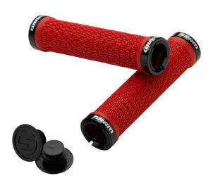SRAM DH Silicone Locking Grips Red with Double Clamps & End Plugs