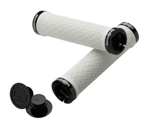 SRAM DH Silicone Locking Grips White with Double Clamps & End Plugs