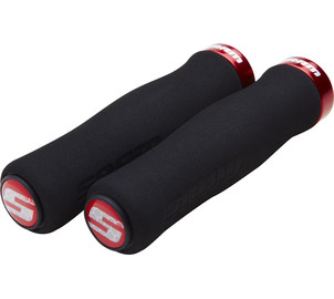 SRAM Locking Grips Contour Foam 129mm Black with Single Red Clamp and End Plugs