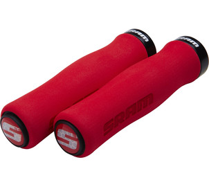 SRAM Locking Grips Contour Foam 129mm Red with Single Black Clamp and End Plugs