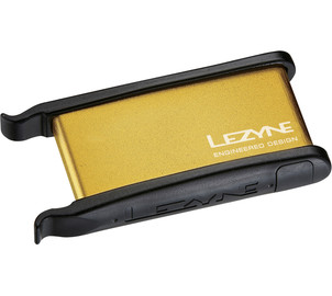 Lezyne Lever Kit in Alloy Box, 2xTire Lever, 6xPatch, 1xScuffer, 1xTire Boot, gold