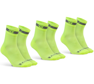 GripGrab Classic Regular Cut Summer Socks 3-Pack L, yellow hi-vis