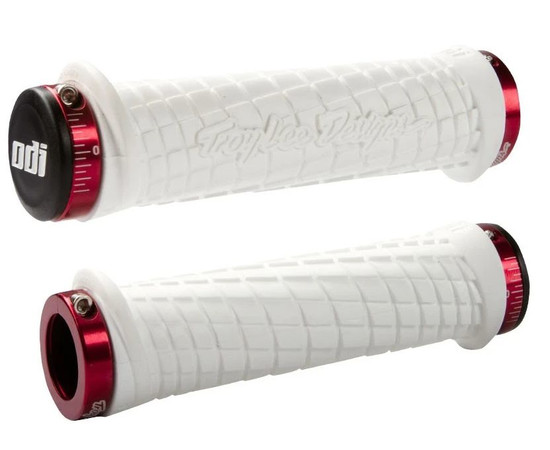 Grips ODI Troy Lee Designs Signature MTB Lock-On White w/ Red Clamps