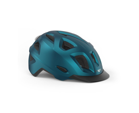 MET MOBILITE WITH INTEGRATED LED LIGHT, Size: M/L, Colors: Teal Blue Metallic/Matt