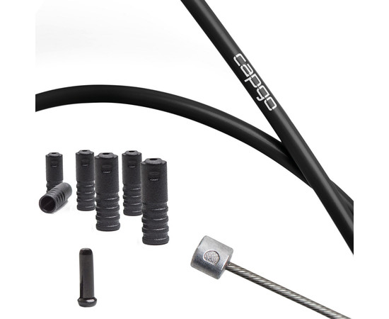 Shift cable set Capgo BL stainless PTFE ECO "1x long" for Shimano/Sram MTB 1x11 & 1x12 or E-Bike black