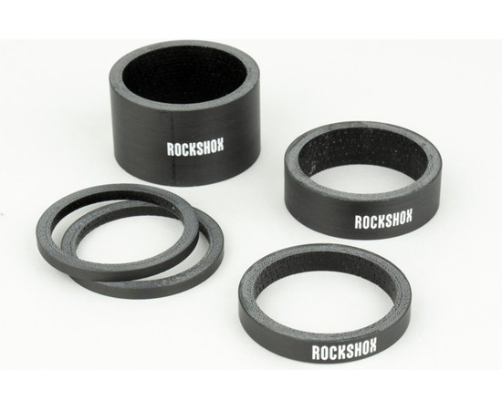 RockShox Headset Spacer Set, UD Carbon, Gloss White Logo (2.5mm x 2, 5mm x 1, 10