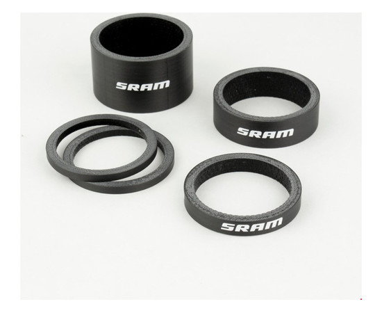 SRAM Spacer-Set 2x 2,5mm, 1x 5mm, 1x 10mm, 1x 20mm UD-Carbon, weißes Logo
