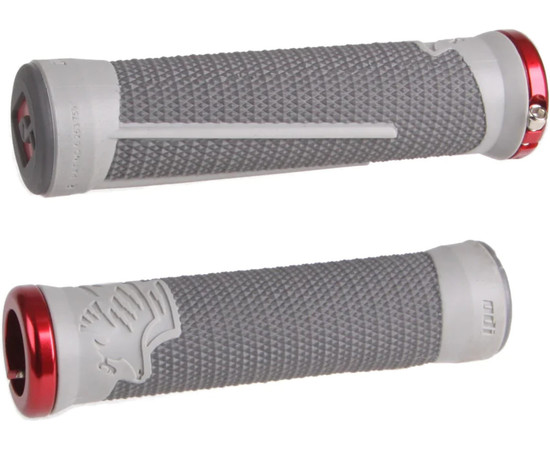 ODI MTB grips AG2 Signature Lock-On 2.1 grey/graphite, red clamps135mm