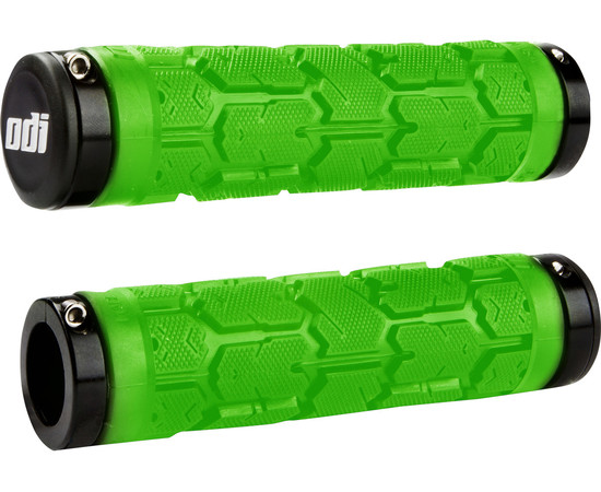 ODI MTB grips Rogue Lock-On green, 130mm black clamps, Bonus Pack