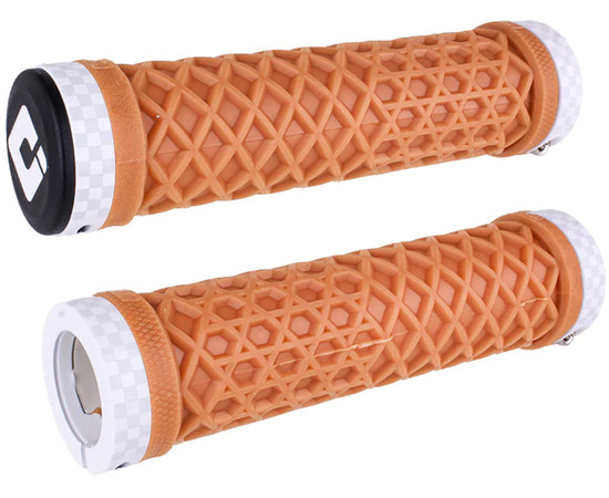 ODI MTB grips Vans Lock-On gum-checkerboard, 130mm white clamps, limited Edition
