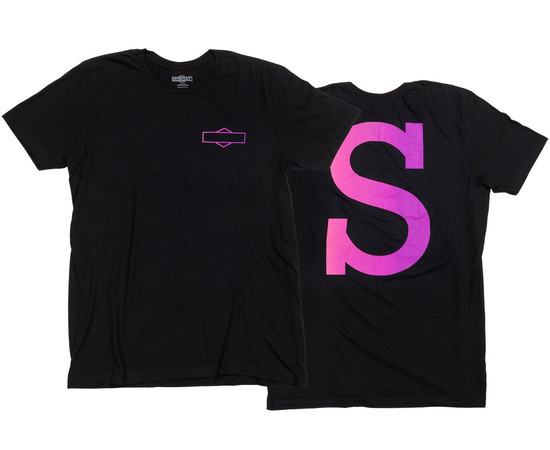 Sunday T-Shirt Big-S schwarz, Logo pink/lila fade, M 