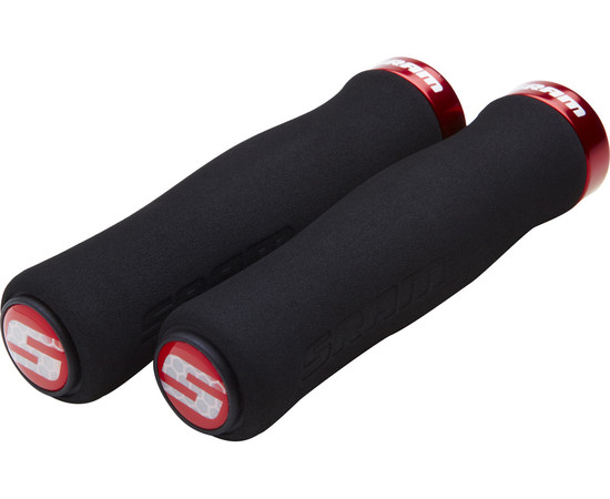SRAM Locking Grips Contour Foam 129mm Black with Single Red Clamp and End Plugs