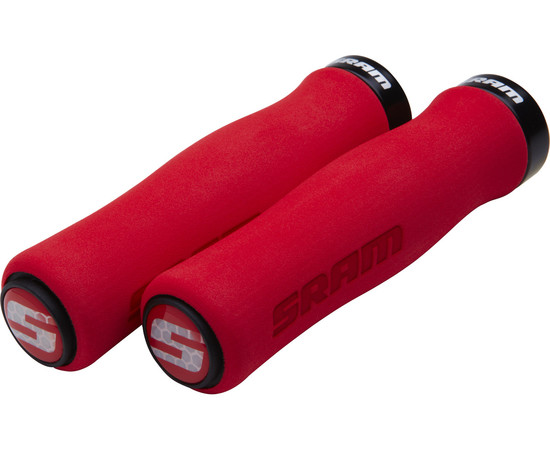 SRAM Locking Grips Contour Foam 129mm Red with Single Black Clamp and End Plugs