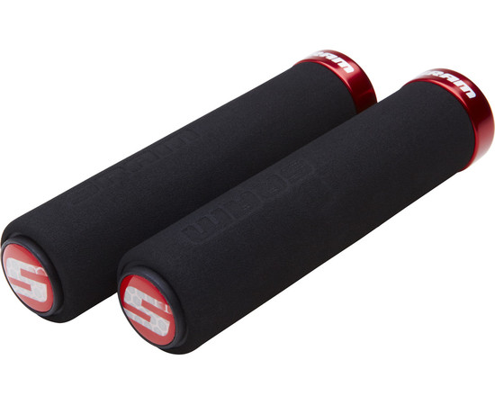 SRAM Locking Grips Foam 129mm Black with Single Red Clamp and End Plugs