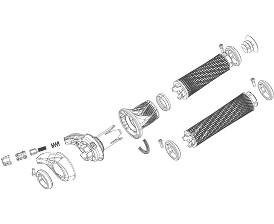 TWIST SHIFTER GRIP ASSEMBLY X0, LEFT, INDEX ADJUST 3 SPEED