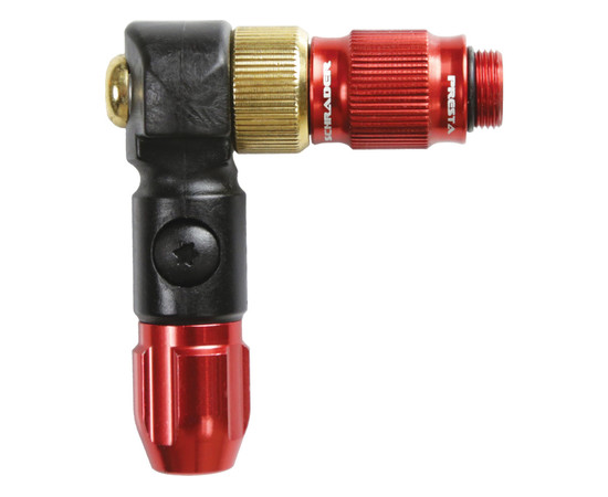 Lezyne ABS-1 Pro HP Chuck Braided Pump Head with Presta and Shrader for High Pressure Braided Hose, red