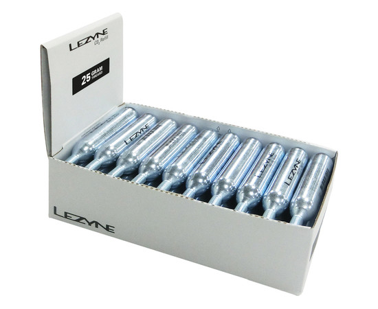 Lezyne Display Box 25g CO2 cartridges, silver, 25 pcs