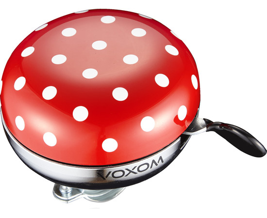 Voxom Bicycle Bell Kl16 red-white, 83mm, Colors: Red with white dots