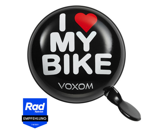Voxom Bicycle Bell Kl17, black, i love my bike