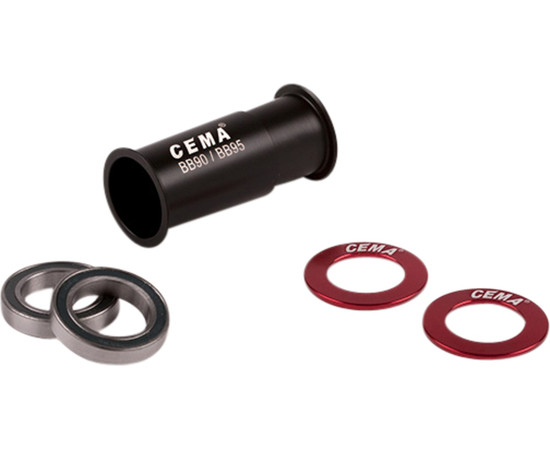 BB90-BB95 for SRAM GXP W: 90,5/95 x ID: 37 mm Stainless Steel - schwarz/rot