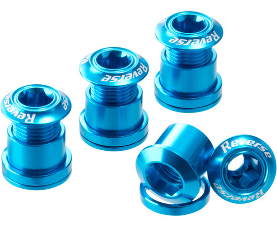REVERSE chainring screw set 4 pieces light blue