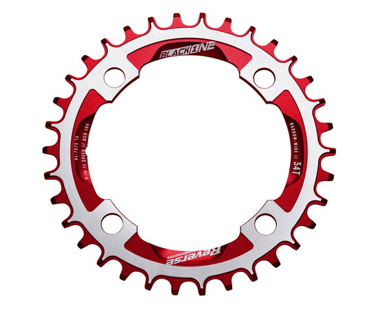 REVERSE chainring Black One 104mm 34T Narrow-Wide red-silver