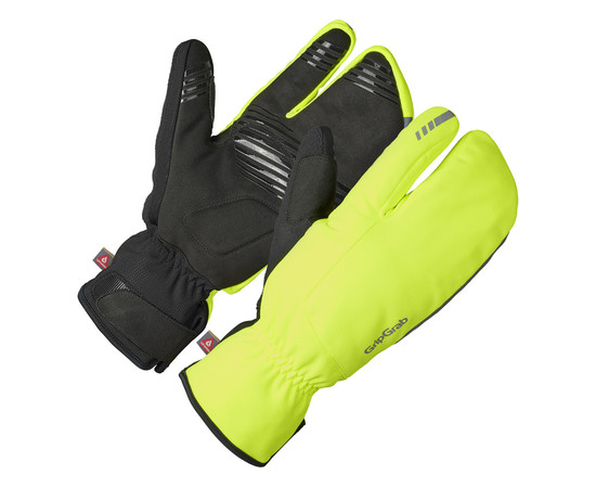 GripGrab Nordic 2 Windproof Deep Winter Lobster Gloves M, yellow hi-vis