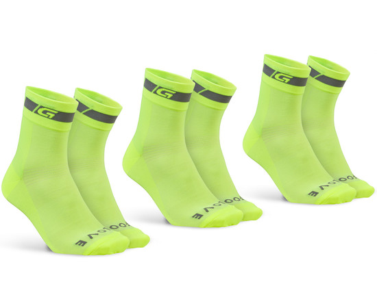 GripGrab Classic Regular Cut Summer Socks 3-Pack S, yellow hi-vis