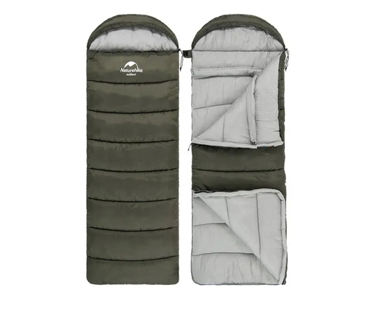 Naturehike ENVELOPE STYLE sleeping bag with hood U150, gray, Krāsa: Army green